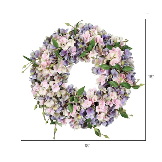 18" Blue & Pink Hydrangea Wreath